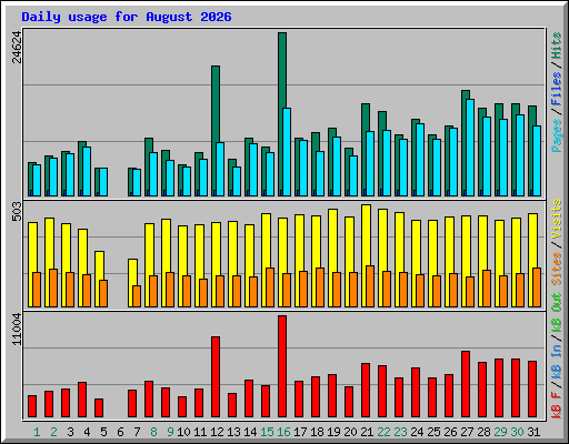 Daily usage for August 2026